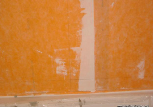 pink orange mold in shower